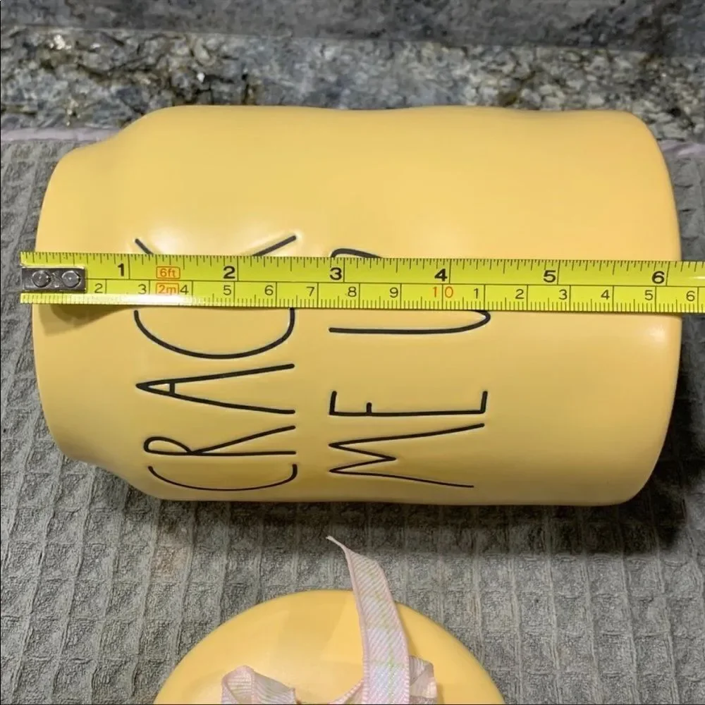 NWT RAE DUNN CRACK ME UP SPRING YELLOW MATTE CERAMIC BEAUTIFUL CANISTER JAR